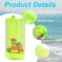 4pcs Mesh Drawstring Beach Toy Tote Bags Set, Include 3 Mesh Sand Pool Toy Backpack and 1 Sand Wipe-Off Mitt for Seaside Trip(Hot Pink, Blue, Fluorescent Green)Beach essentials