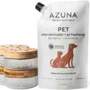 Azuna Pet Odor Eliminator for Strong Odor | 4 Room Kit Includes (4) Empty Luxe Glass Jar & 24oz Gel Refill | Plant Powered | Dog and Cat Room Deodorizer | Pet and Child Friendly | Cedarwood Scent