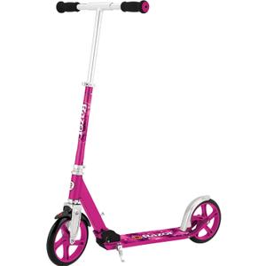 Razor A5 Lux Kick Scooter for Kids Ages 8+ - 8" Urethane Wheels, Anodized Finish Featuring Bold Colors and Graphics, for Riders up to 220 lbs (Pink)