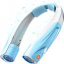 Hands-Free Portable Neck Fan - 6000mAh High Capacity Battery, USB Dual Port Fast Charging, Ultra-Quiet 6 Speeds Cooling Air, 360 Airflow for Outdoor, Indoor, Office, Travel - Blue