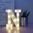Restaurantware Illumify 6.6 x 1.2 x 8.7 Inch Light Up Letter 1 Durable Marquee LED Light - Letter N Touchproof White Plastic Party Light Keyhole Slot For Parties Weddings Or Special Events