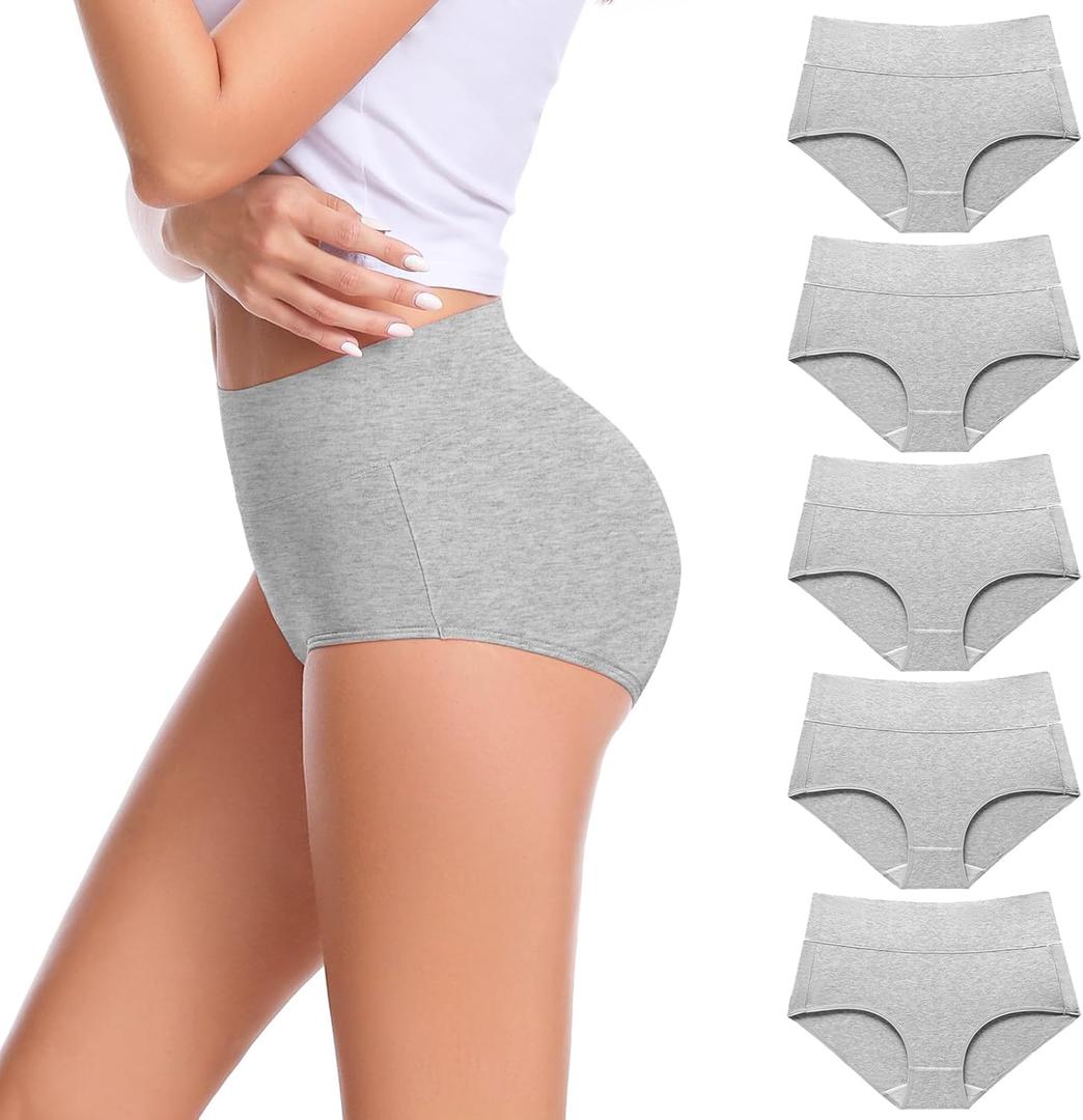 CAILECOTTON Womens Underwear Cotton Briefs for Women Plus Size Panties for Women Pack 2/5 (Gray, XXL)