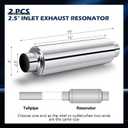 Relaxweex 2 Pcs 2.5" Inlet Exhaust Resonator, 2.5" Inlet 2.5" Outlet 19" Overall Length Muffler Resonator Stainless Steel(Silver)