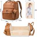 Leather Diaper Bags with Changing StationBaby BagLarge Capacity Diaper Bag Backpack for Moms Dads,Waterproof Diaper BackpackBrown