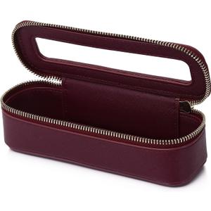 Makeup Brush Bag Slim Clear Makeup Bag Travel Cosmetic Case and Brush Holder Waterproof Toiletry Makeup Bag with Zipper Purse Organizer for Women (Burgundy, Slim)
