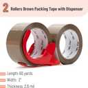 Mr. Pen- Packing Tapes, 2" Wide, 60 Yard, Brown, 2 Pack with 1 Dispenser Gun, 2.6 mil, Heavy Duty Packing Tape with Dispenser