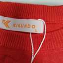 KIRUNDO Summer Sweaters for Women Lightweight 2025 Fall Ruffle Short Sleeve Business Casual Tops Slim Soft Knit T Shirts(Red, Large)