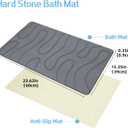 Stone Bath Mat, Diatomite Fast Drying Non Slip Stone Shower Mat, Super Absorbent for Bathroom & Kitchen, Multi-Use as Pet Mat, Easy to Clean 16"x24", Gray