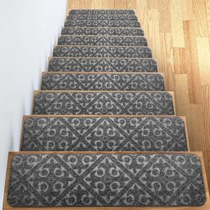 Carpet Stair Treads Set of 13 Non Slip/Skid Rubber Runner Mats or Rug Tread  Indoor Outdoor Pet Dog Stair Treads Pads  Non-Slip Stairway Carpet Rugs (Gray) 8" x 30" (Grey)