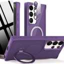 Privacy Case for Samsung Galaxy S25 Ultra,360 Rotated Magnetic Ring Stand Phone Case with Screen Protector & Camera Cover,[Compatible with Magsafe] Military Protection Samsung S25Ultra Cover,Purple