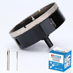 4" Diamond Hole-Saw Bits with Pilot Drill Bit 4 in Diamond Tipped Tile Hole Saws with Guiding Bit for Accurate Drilling, for Porcelain Tile Ceramic Pottery Granite Stone Glass Bottles 102mm