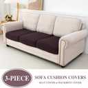 LA MEACK Couch Cushion Covers Seat Cushion Cover Stretch Couch Cover Separate Sectional Sofa Slipcovers Furniture Protector(3 Pieces for Seat or Sofa Backrest, Brown)