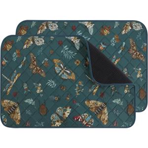IEUUMLER Washable Pee Pads for Dogs, 2 Pack Insect Pattern Reusable Waterproof Puppy Potty Pads, Non-Slip Absorbent Pet Training Pads for Playpen Crate Bed EU014 (Dark Green)