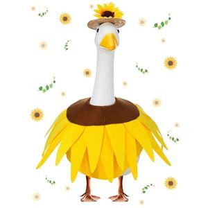 Outus Spring Sunflower Porch Goose Costume Set Sunflower Skirt Dress and Sunflower Hat Sunflower Goose Clothes for Cement Goose Spring Outdoor Garden Yard Patio Lawn Goose Statue