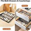 Spice Drawer Organizer 3-Tier Expandable (11"-22" Wide), Spice Rack for Cabinet with Funnel & Spice Labels, Fits Large Jars, Seasoning Storage Insert Design for Cabinet & Drawer (Black)