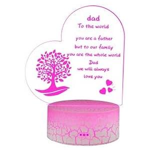 Rarasy Gifts from Daughter and Son to Father, Thanksgiving Gift, Birthday Gift, Father's Day Gift to Father, 3D Night Light for Room Decoration 2 Pack