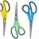 Westcott 8" Straight Stainless Steel Soft Handle Scissors, Assorted Colors, Pack of 15