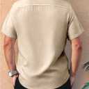 Men's Vintage Bowling Shirts Short Sleeve Button Up Tropical Beach Summer Shirts (Beige, XXL)