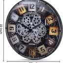 22 Inch Large Wall Clock with Exposed Gears, Silent Arabic Numeral