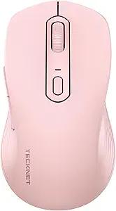 TECKNET Bluetooth Mouse, [ USB + BT1 + BT2 ] Wireless Mouse for Laptop, Silent Click, FullSize, 4800 DPI Computer Mice Wireless, Dual Mode for Laptop, Computer, iPad, MacBook