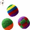 2 x 3PCS Hand-Made Knitted Footbags Set - Colorful Crochet Foot Bag Kick Balls for Adults and Beginners, Small Kick Sack for Juggling Practice, Indoor Outdoor Games, Party Favors and Group Play