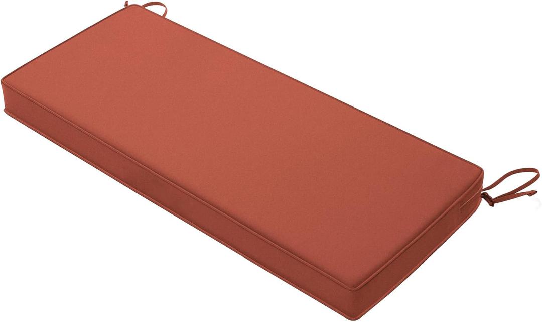 Favoyard Outdoor Bench Cushion 48 x 18 Inch Waterproof Patio Furniture Cushions 3-Year Color Fastness Garden Sofa Settee Couch Swing Pads with Handle and Adjustable Straps, Spice