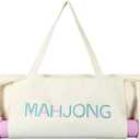 Abbylike 28x9 Inches Mahjong Bag for Rolled Mat Tiles Racks Pushers Accessories Empty Mahjong Canvas Tote Bag with Zipper Closure Outer Pockets Lining Large Capacity(White)