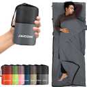 JAICOM Sleeping Bag Liner, Travel Sheets & Adult Sleep Sack, Ultralight and Portable Summer Sleeping Bag - Ideal for Backpacking, Hotels and Hostels, Business Trips, Camping (Grey)