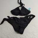Women Halter Bikini Set - Two Piece Triangle Swimsuit Tie Bathing Suit 2025 Cute Swimwear (Large, Black)