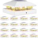 VOLISUN 4x4 Solar Cap Lights 16-Pack, Outdoor Waterproof for Wooden/Vinyl Posts, White Deck Lights Solar Powered, Warm White for Garden/Patio/Porch