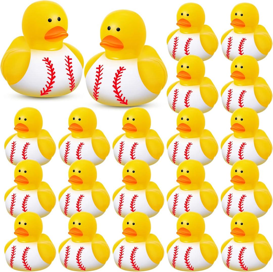 Deekin Rubber Ducks 2 Inch Bulk Sport Party Favors for Team Events Decorations Birthday Party Supplies Club Player Gift(24 Pcs, Baseball White)