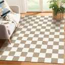 Washable Entryway Rug 2' 3' Brown Small Rug Checkered Modern Geometry Neutral Line Door Mat Indoor Entrance Non-Slip Soft Carpet Kitchen Entryway Bedroom Corridors Indoor