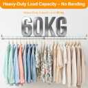 Closet Rods for Hanging Clothes, 34 to 62 Inches Stepless Extendable Stainless Steel Closet Pole, Heavy Duty Clothes Rod for Closet Wardrobes Laundry RV, Flat Oval, Chrome