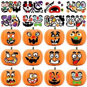 96 pieces of Mini Halloween Pumpkin Decorating Stickers,Mini Pumpkin Face Stickers for Kids Halloween Party Favors Trick or Treat Party Supplies 48 Sheet Pack Of 3