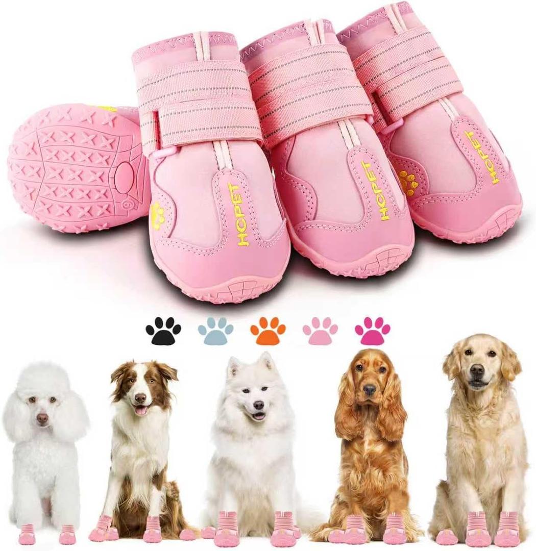 Hcpet Dog Shoes, Dog Boots for Large Dogs, Breathable Dog Booties Paw Protector for Summer Hot Pavement, Winter Snowy Day, Outdoor Walking, Indoor Hardfloors Anti Slip Sole Pink Size 8 (#8 (width 2.95 inch) for 74-91 lbs)