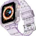 CRIS-BAND Bumper Bands Compatible with Apple Watch Band 45mm 44mm 42mm 41mm 40mm 38mm for Women Men, Water Shock-Proof Strap for iWatch Apple Watch Band with Case for Series 9 8 7 6 SE 5 4 3 2 1 (Jelly-Purple)