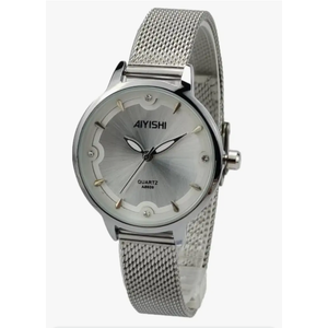 AIYISHI Silver Wrist Watch for Woman,Adjustable Stainless Steel Mesh/Silicone Band Watches Waterproof Quartz Analog Ladies Bracelet Dress Watches Elegant