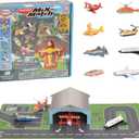 Popular Playthings Magnetic Vehicles for Toddlers 1-3, Mini Mix or Match Car Toys, Set of 8 Gift for Kids - Aircraft Airplane with Playmat