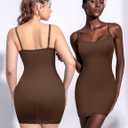 Women Full Slip for Under Dress Adjustable Strap Slip Dress Sexy Lace Soft Slips Nightgown Lingerie Dress (Brown, XXL)