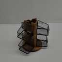 HTB Carousel Tea Bag Organizer for Counter, 2 Tier Tea Bag Holder with 6 Removable Tea Baskets and Acacia Wood Station, Tea Organizers and Storage for Cabinet, Countertop (OGB-140)