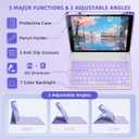 Keyboard Case for iPad 9.7 (6th Gen 2018 / 5th Gen 2017) / Pro 9.7 inch (2016) - 7 Colors Backlit Keyboard Cover and Mouse (Light Purple)