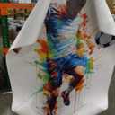 Yanertds 3Pcs Soccer Poster Wall Art Colorful Graffiti Sports Painting Picture Wall Decor Modern Football Athlete Silhouette Canvas Print Artwork for Nursery Boys' Room Bedroom Study Home Decoration (24"L x 16"W)