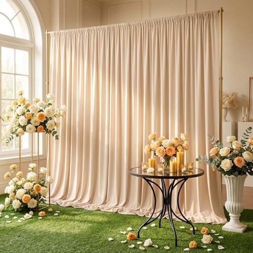 HAEFOO Champagne Backdrop Curtain - 10x10FT Back Drop Curtains for Parties Wrinkle-Free Soft Polyester Backdrop Wedding Decorations Photoground Backdrop Stain-Resistant for Back Drop Stand, 2 Panels