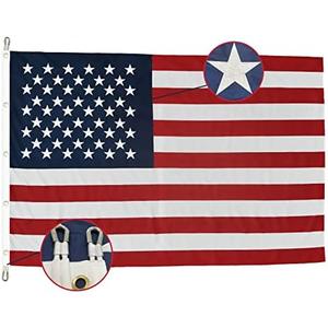 TOPFLAGS American Flag 12x18 Ft Large US Flags Heavy Duty Embroidered Stars Sewn Stripes USA Giant Flags Outdoor 5 Brass Grommets for Outside Wall