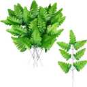 TOCHGREEN 48 PCS Artificial Silk Leather Leaf Fern Picks Artificial Greenery Stems Fake Artificial Fern Leaves Faux Fern Plant Bouquet for Floral Arrangement Home Wedding Garden Cemetery Centerpiece