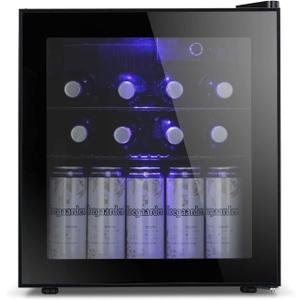 Antarctic Star Mini Fridge Cooler - 70 Can Beverage Refrigerator Glass Door for Beer Soda or Wine Small Drink Dispenser Machine Removable for Home, Office or Bar Chiller, 1.6cu.ft (Black)