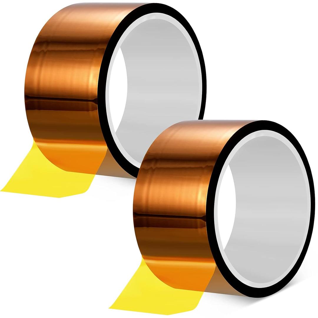Outus 2 Rolls Heat Transfer Tape High Temperature Polyimide Tape 500 Fahrenheit Degree Heat Resisitant Adhesive for Soldering Electrical Masking 3D Printer Application