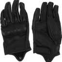 L Motorcycle Gloves Breathable Full Finger Gloves Leather Outdoor Gloves without Hole Black 1 Pair, Large