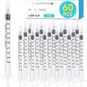 60 PCS 1ml Syringe with Cap for Liquid,Oral Syringes without Needle for Medicine Dropper, Colostrum Collect, Feeding Pets, Liquid Measuring, Individually Sealed, Luer Slip