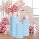 Cylinder Stand Covers for Party 3Pcs Spandex Cylinder Pedestal Stand Covers Cylinder Plinth Stand Cover for Party Backdrop Decor Baby Shower Birthday Wedding, Dusty Blue